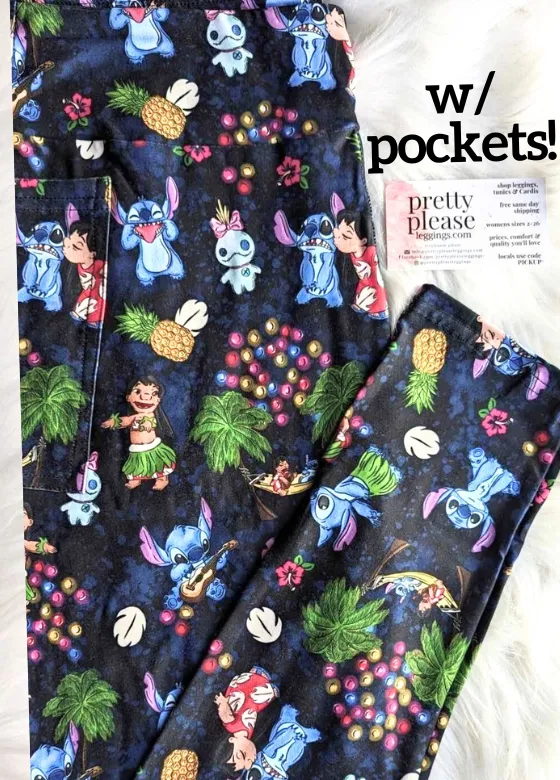 Lilo & Stitch Luau Super SOFT Luxe Leggings Disney Magic Kingdom OS TC Plus rts