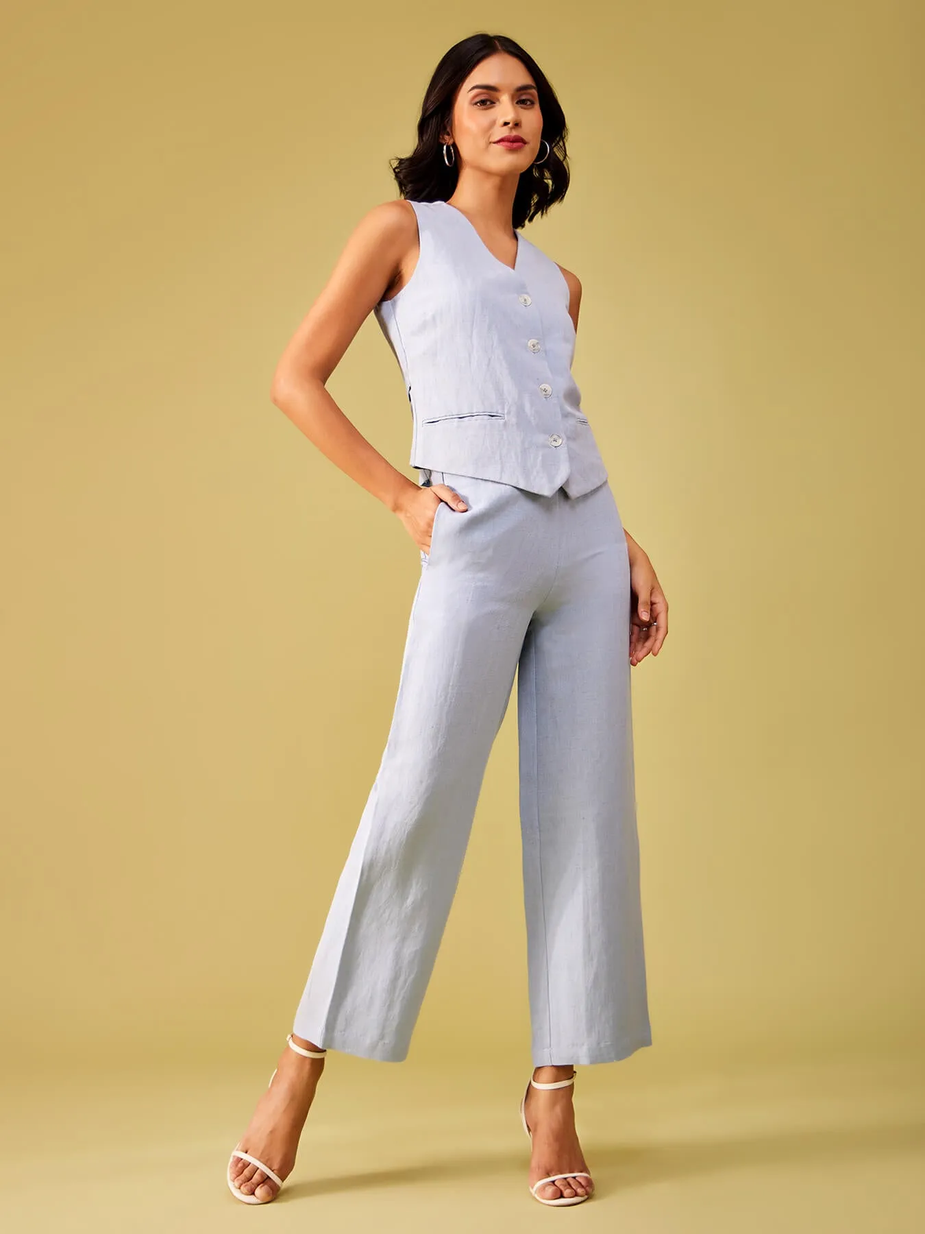 Linen Co-ord Set - Light Blue