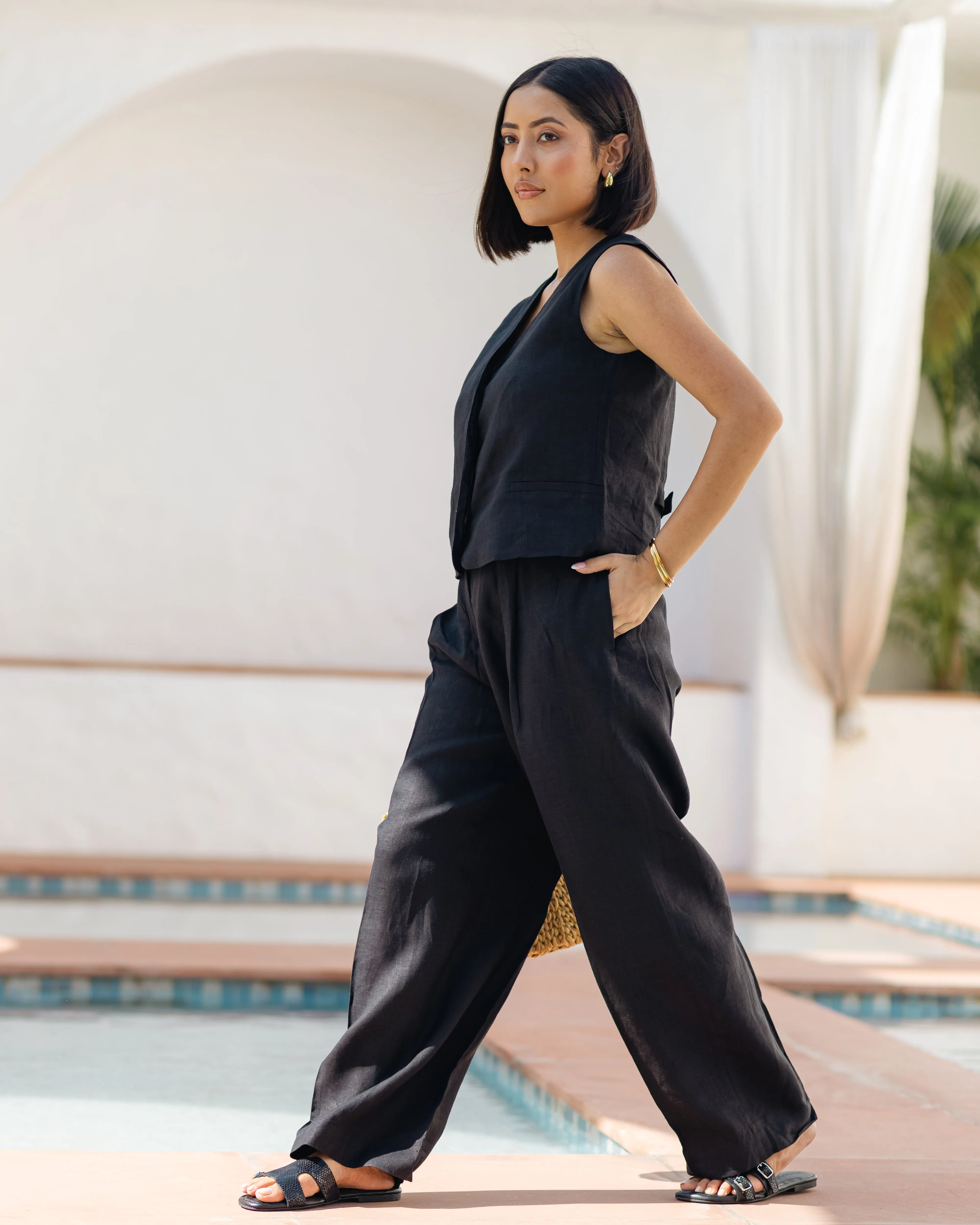 Linen Trousers Black