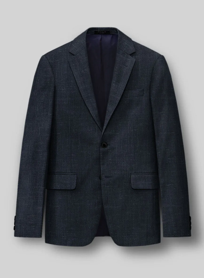 London Loom Blue Twill Wool Silk Linen Suit