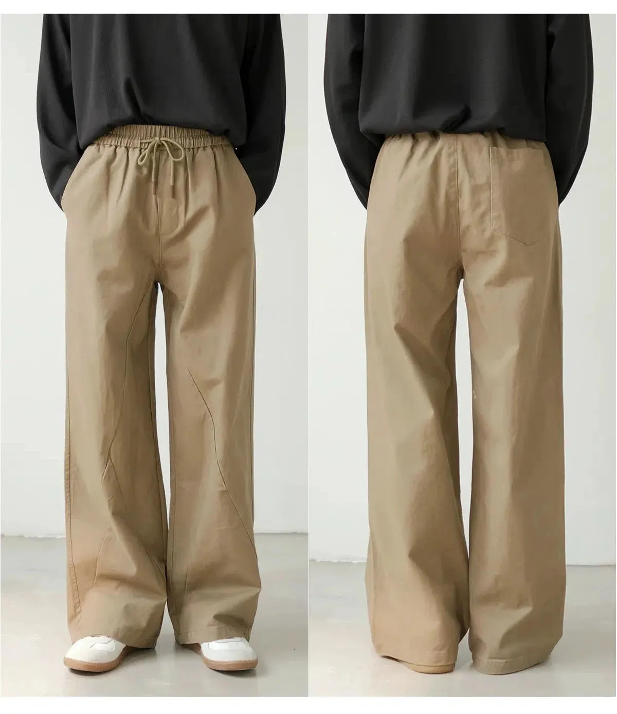 Loose Fit Elastic Waist Casual Pants