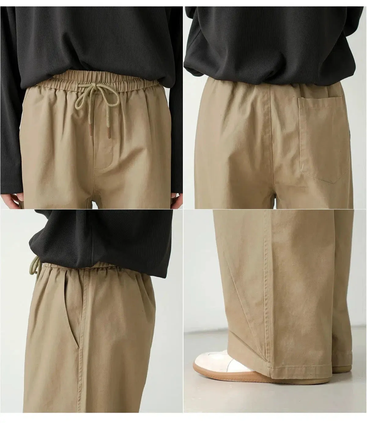 Loose Fit Elastic Waist Casual Pants