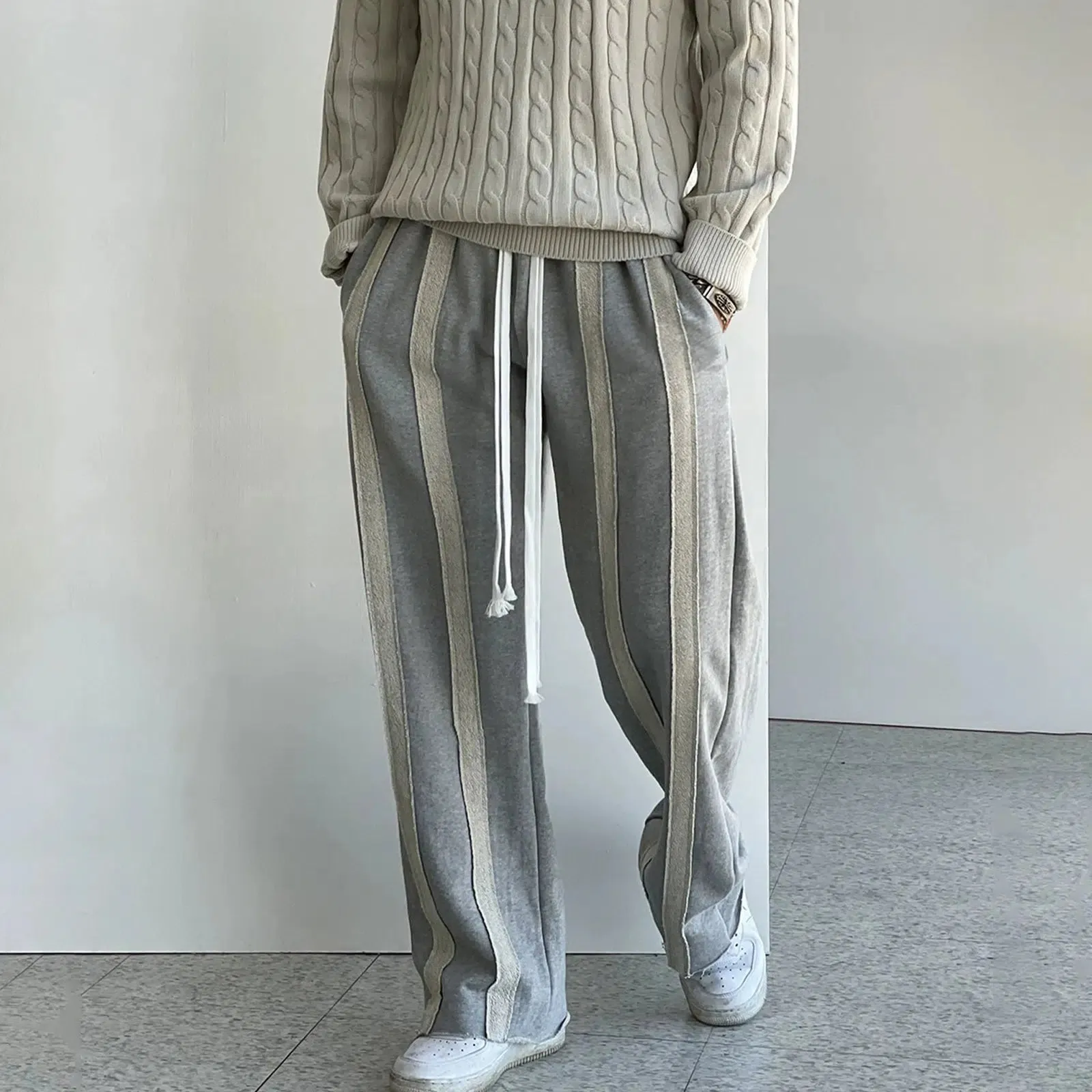 Loose Fit Stripe Drawstring Pants