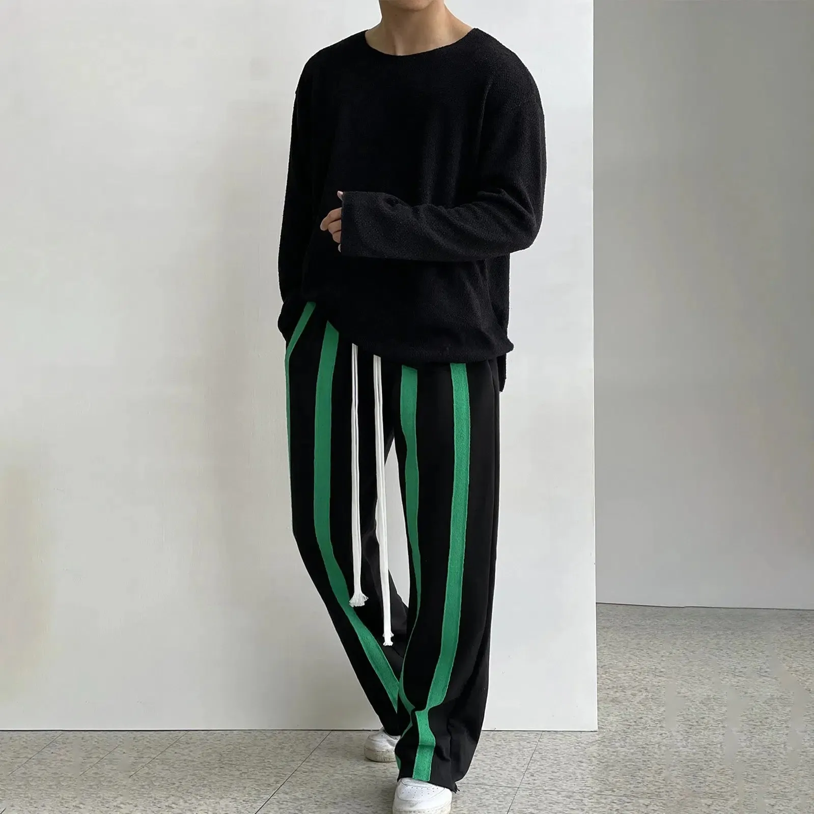 Loose Fit Stripe Drawstring Pants