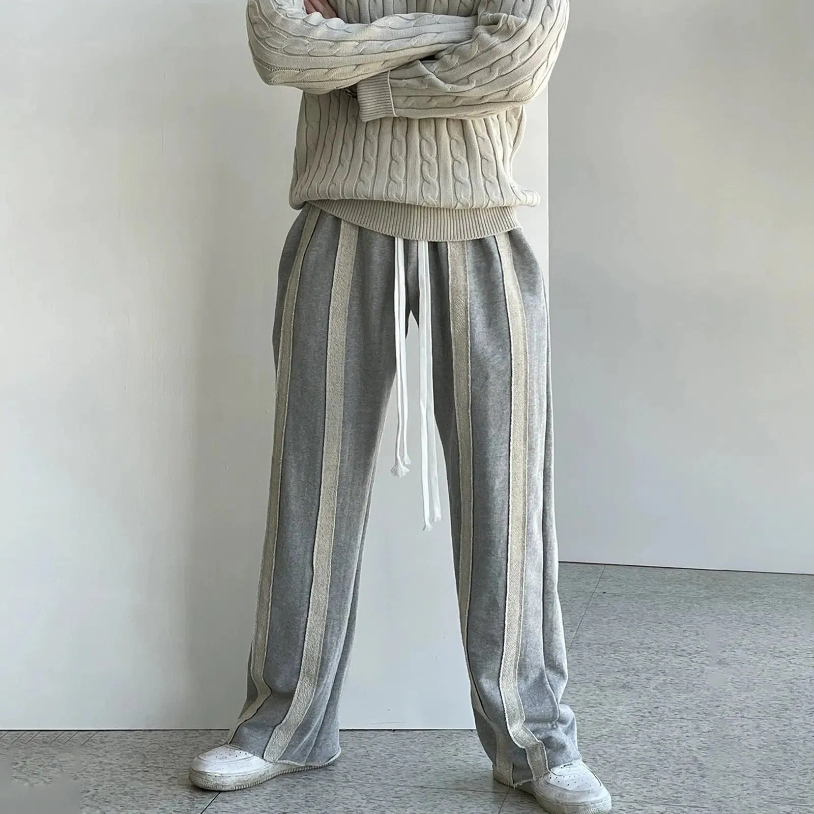 Loose Fit Stripe Drawstring Pants