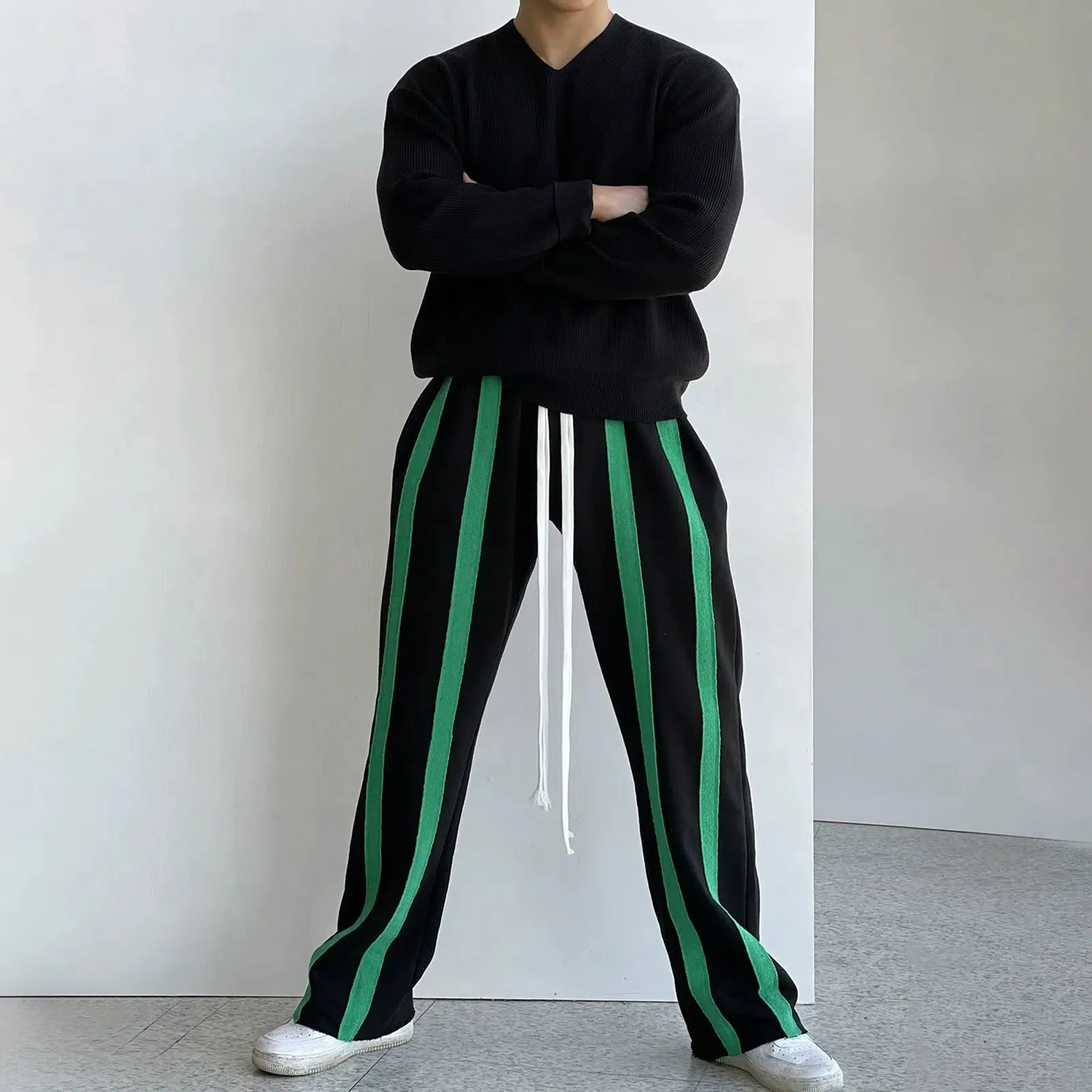 Loose Fit Stripe Drawstring Pants