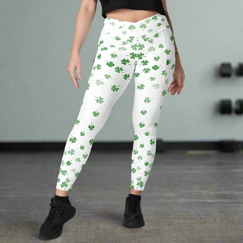 Lucky Clover Crossover Leggings with Pockets, lioness-love