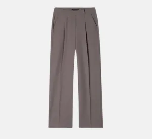 Luisa Cerano - Tab Closure Straight Leg Trouser in Taupe