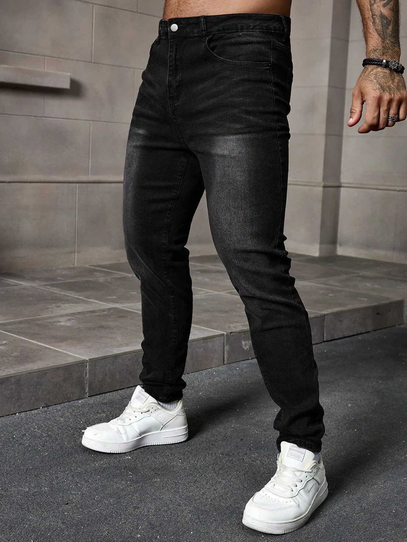 Manfinity Homme Men's Pocket Skinny Casual Versatile Jeans