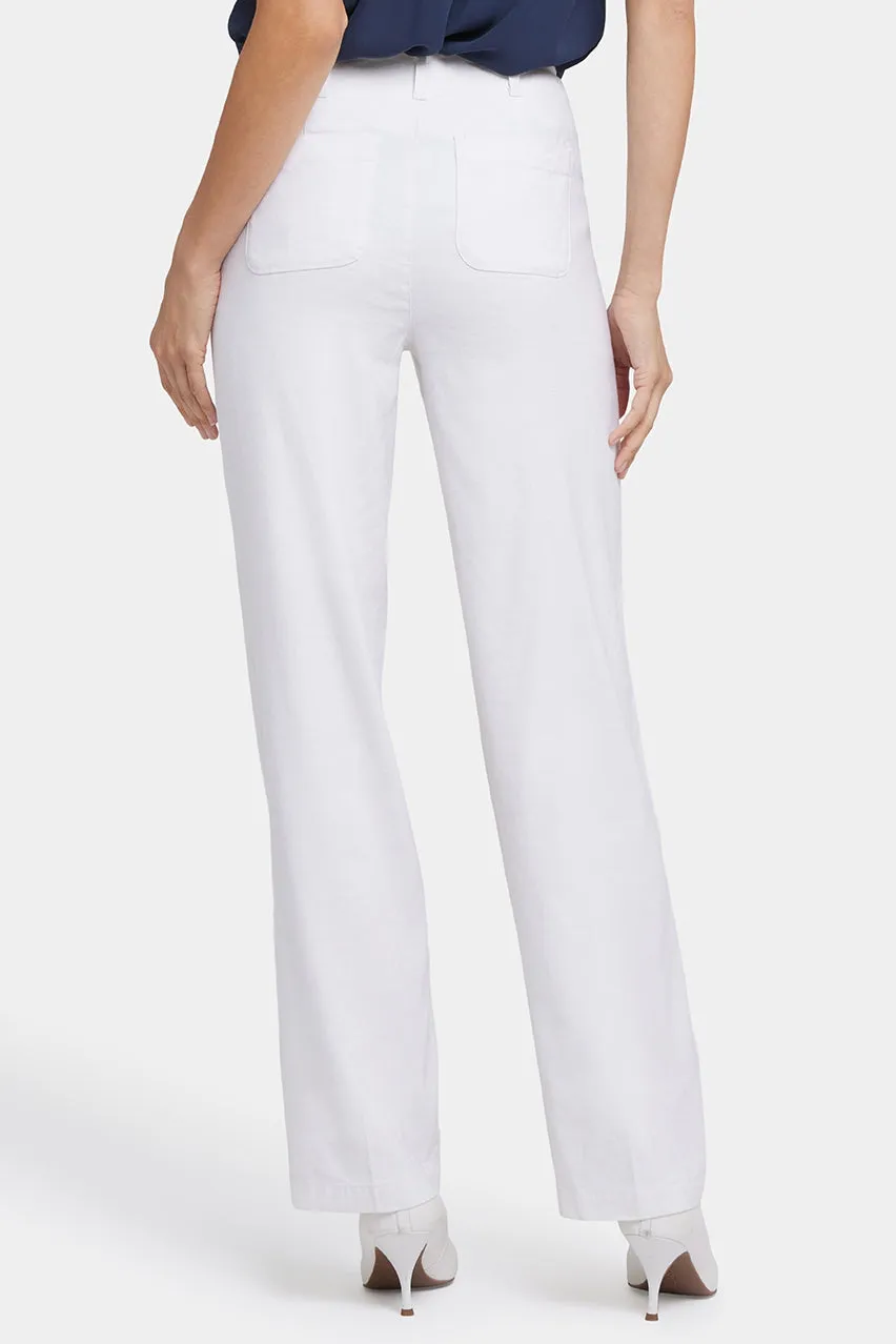 Marilyn Straight Pants In Stretch Linen | Optic White