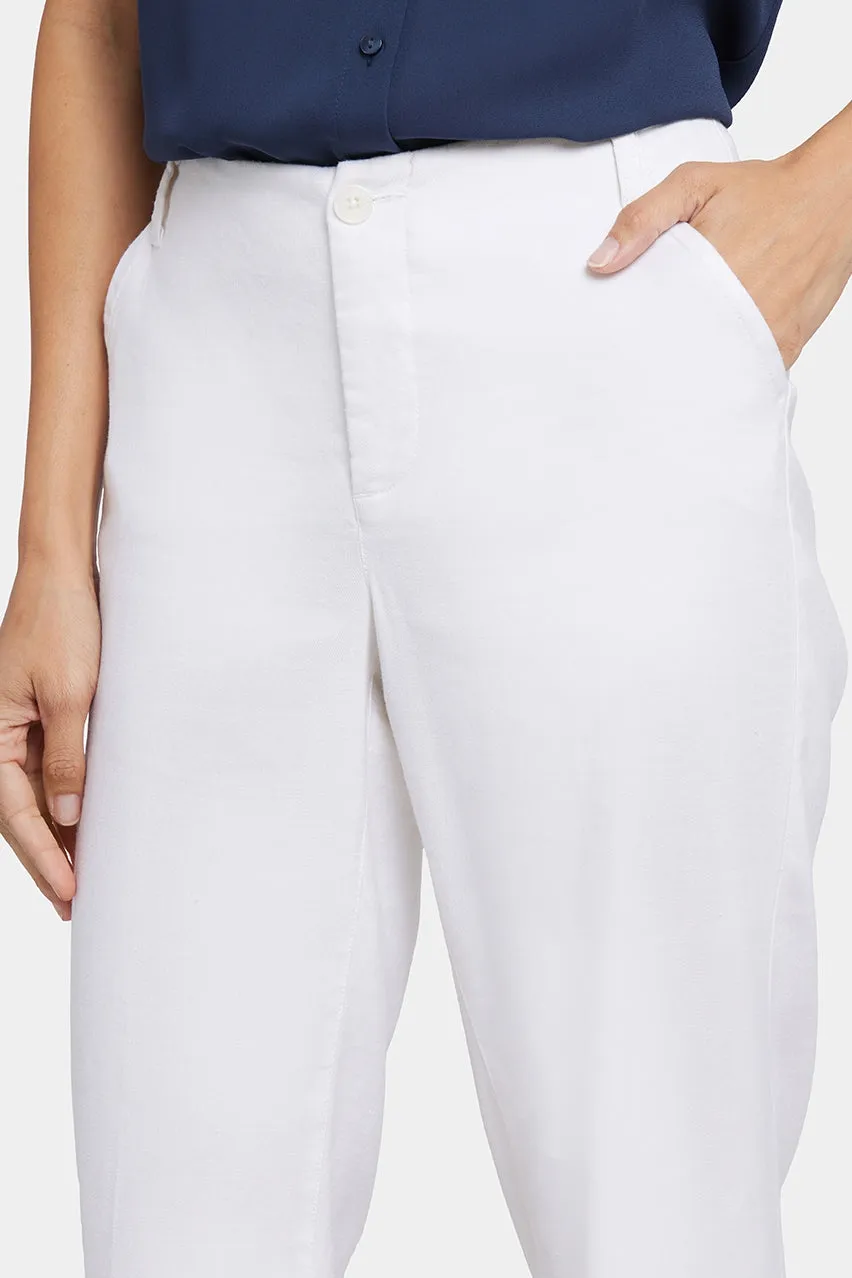 Marilyn Straight Pants In Stretch Linen | Optic White