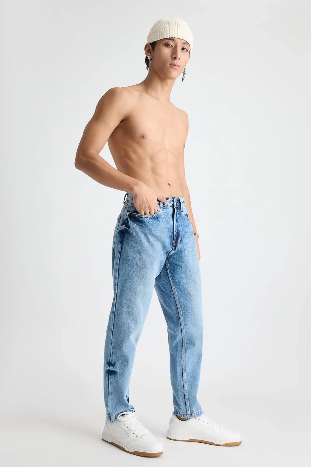 Men's Stone Wash Straight Jeans