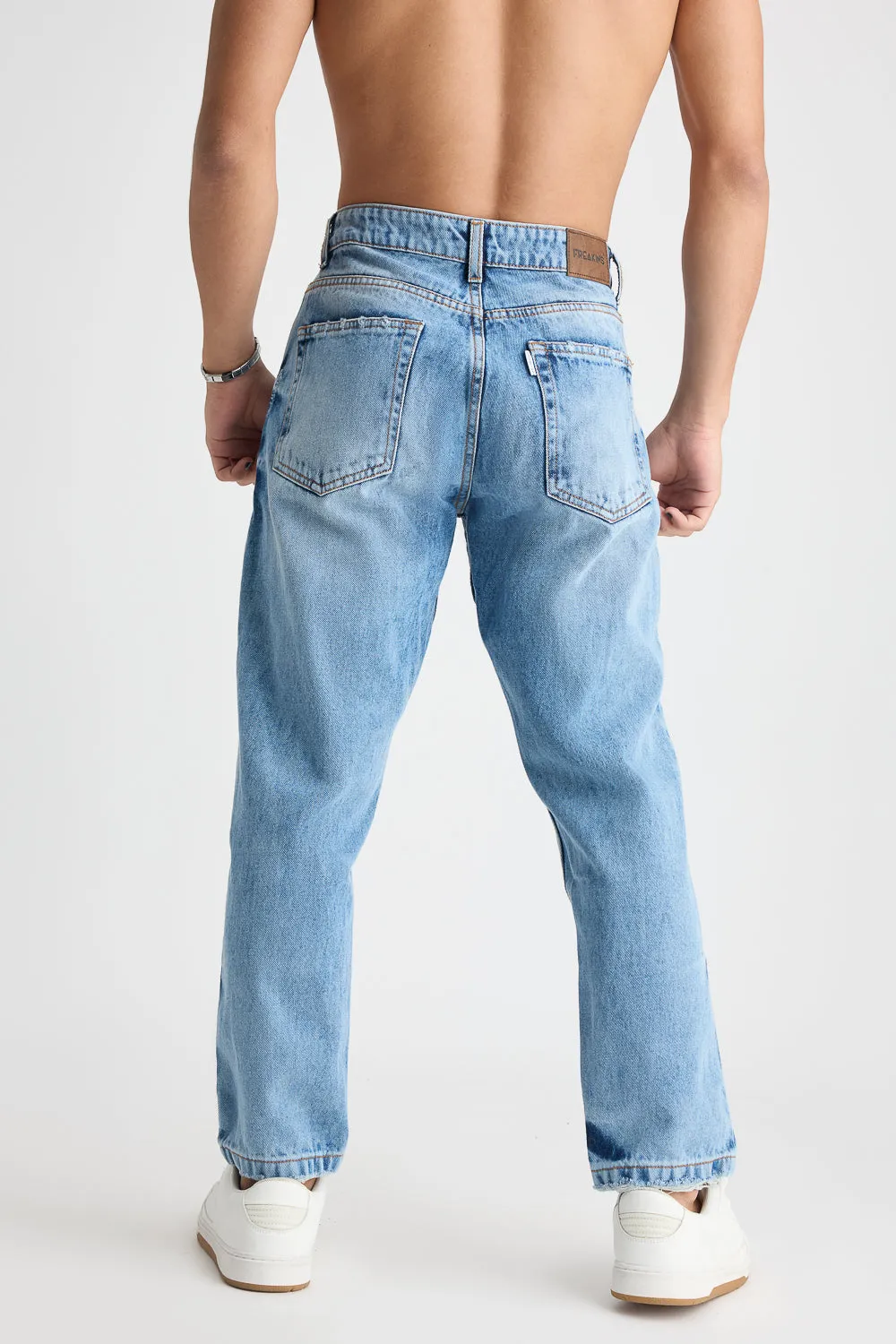 Men's Stone Wash Straight Jeans