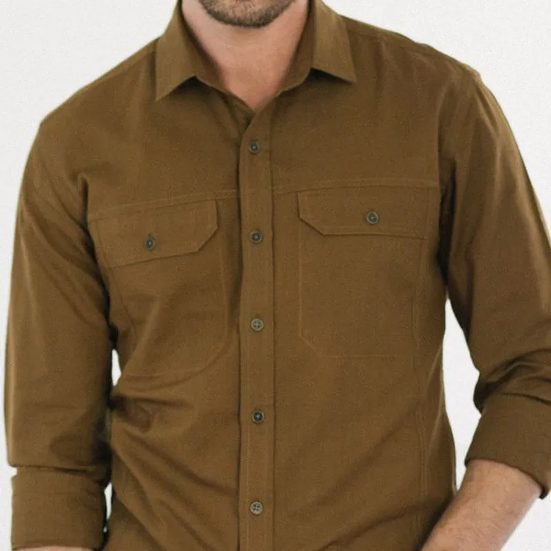 Men's Vintage Caramel Slim Fit Long Sleeve Button-Down Shirt 37068149U