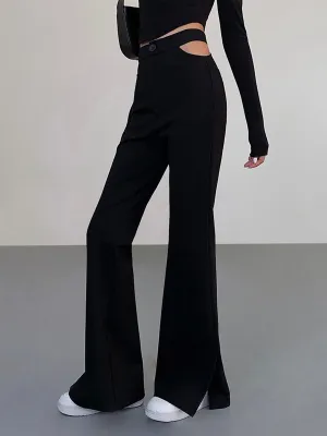 Mid Waist Graceful Cutout Flare Pants