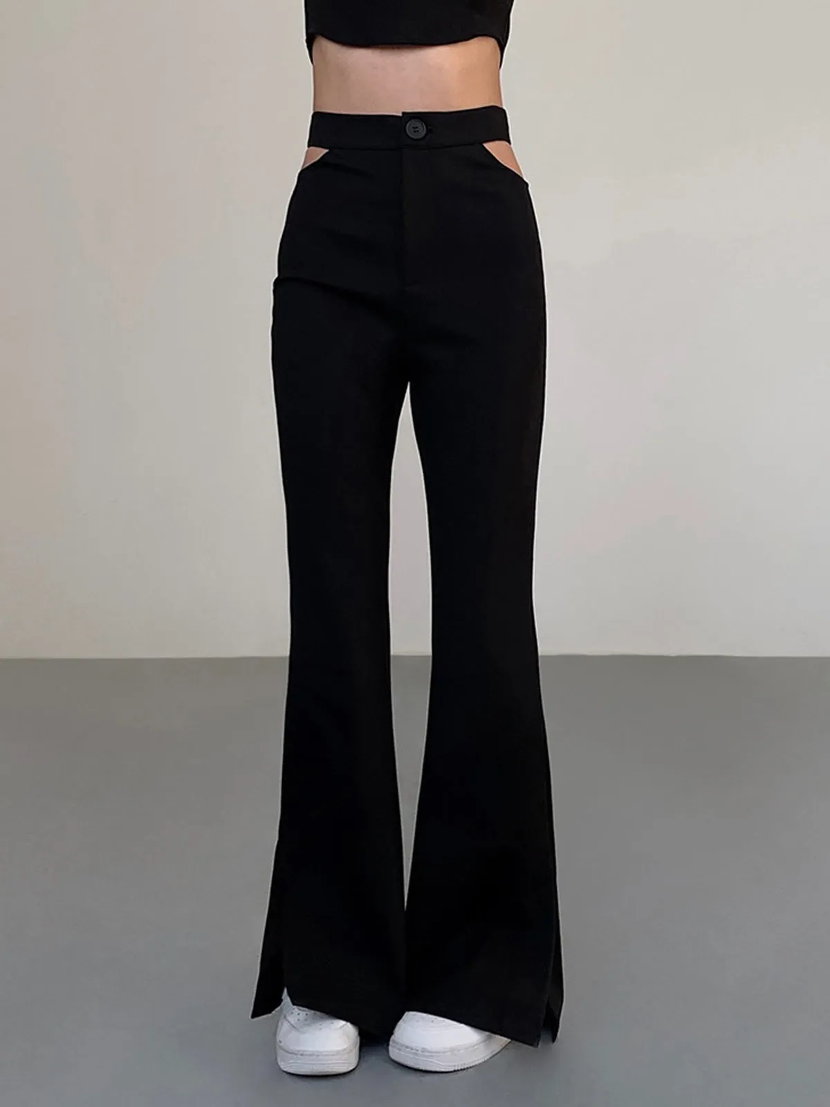 Mid Waist Graceful Cutout Flare Pants