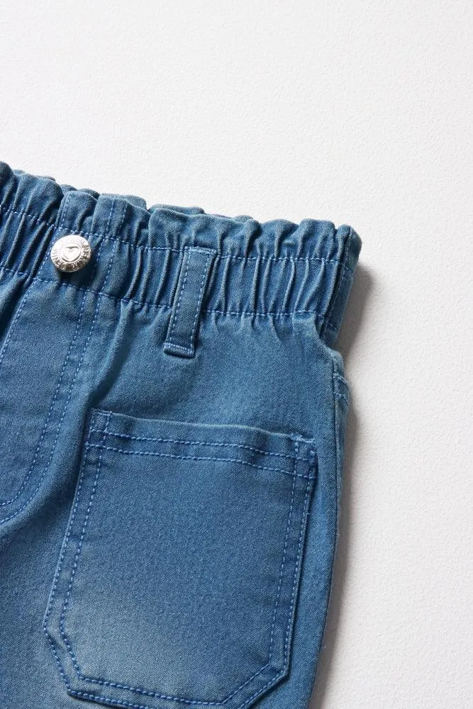 Mini Mom Paperbag Denim Jeans Blue