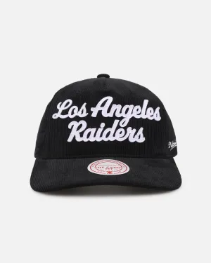 Mitchell & Ness Las Vegas Raiders Stack Script Corduroy Snapback Black