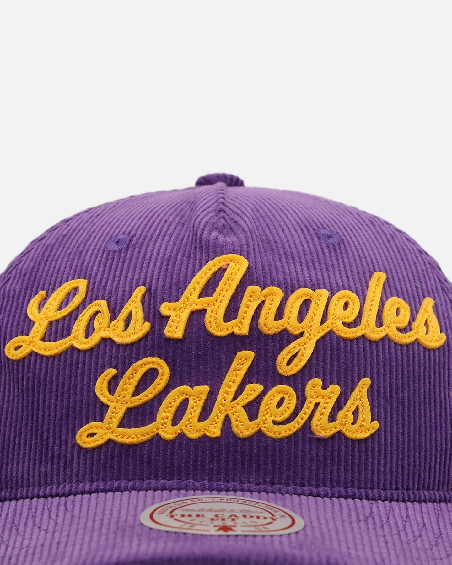 Mitchell & Ness Los Angeles Lakers Stack Script Corduroy Snapback Purple