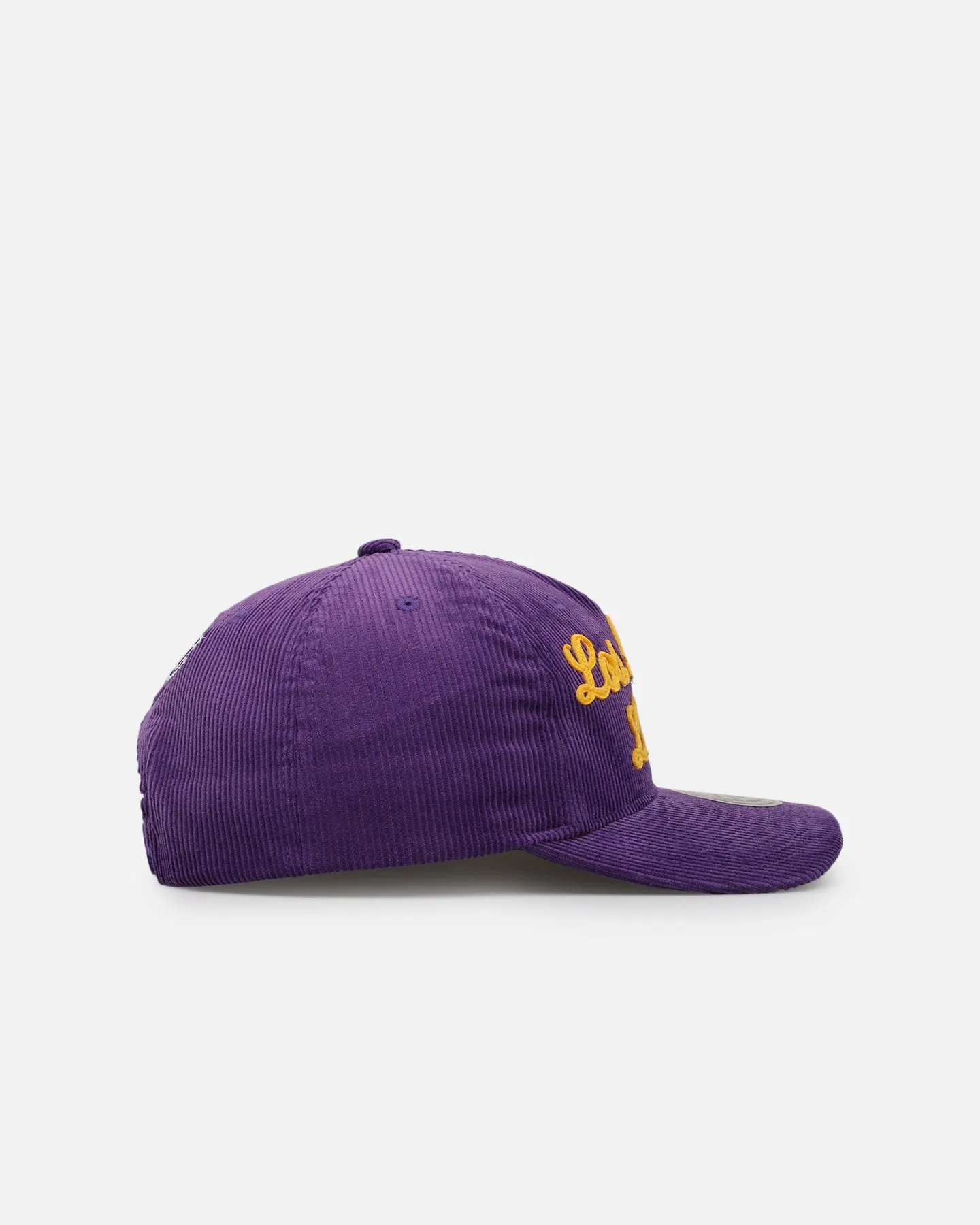 Mitchell & Ness Los Angeles Lakers Stack Script Corduroy Snapback Purple