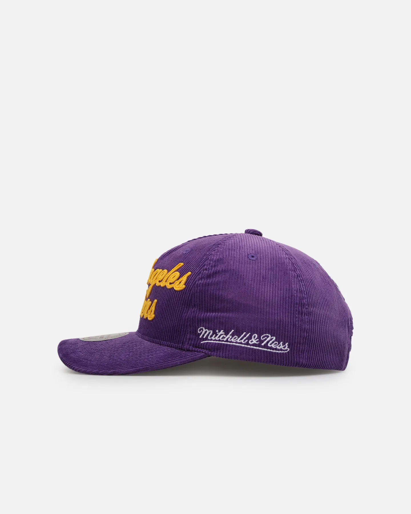 Mitchell & Ness Los Angeles Lakers Stack Script Corduroy Snapback Purple