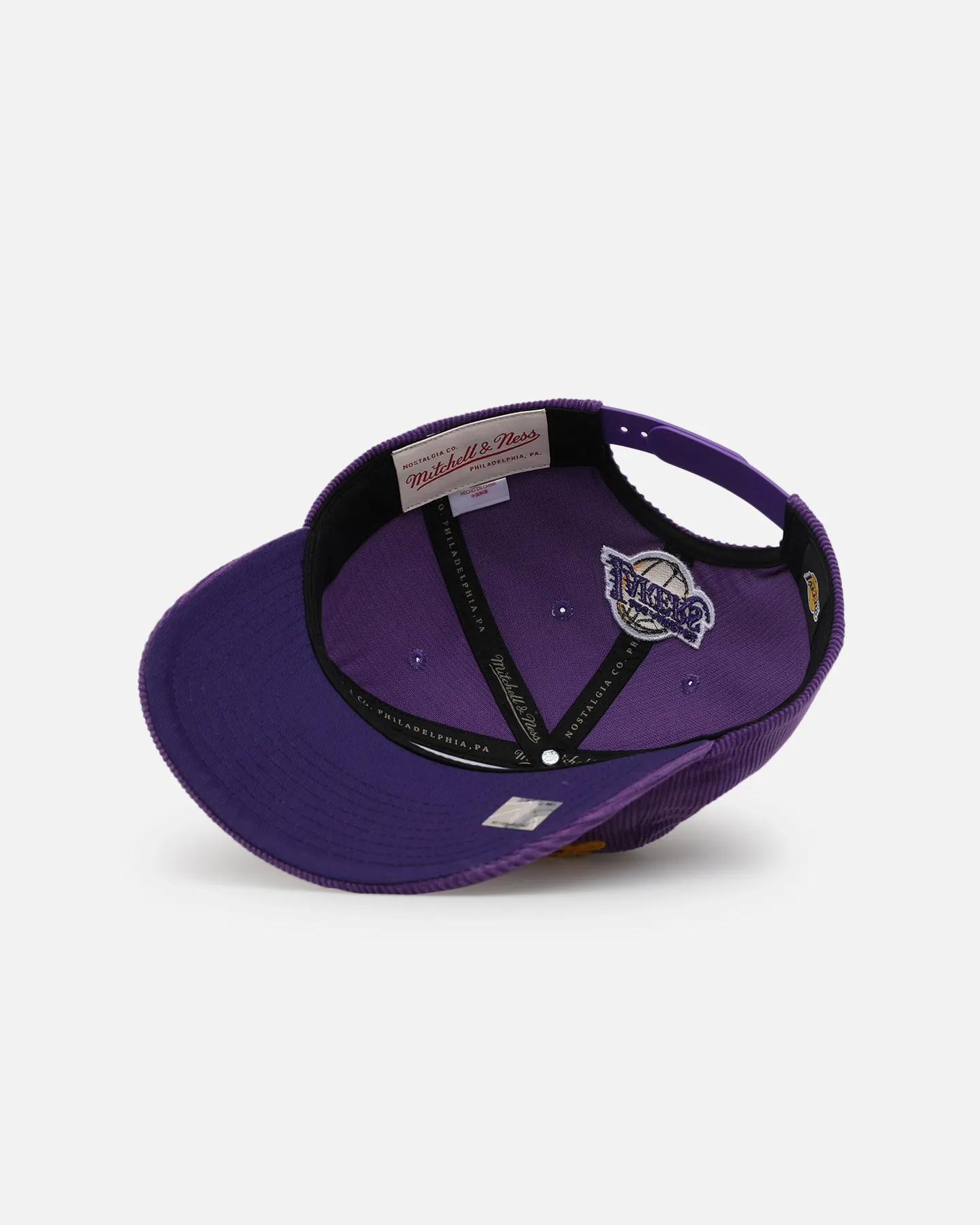 Mitchell & Ness Los Angeles Lakers Stack Script Corduroy Snapback Purple