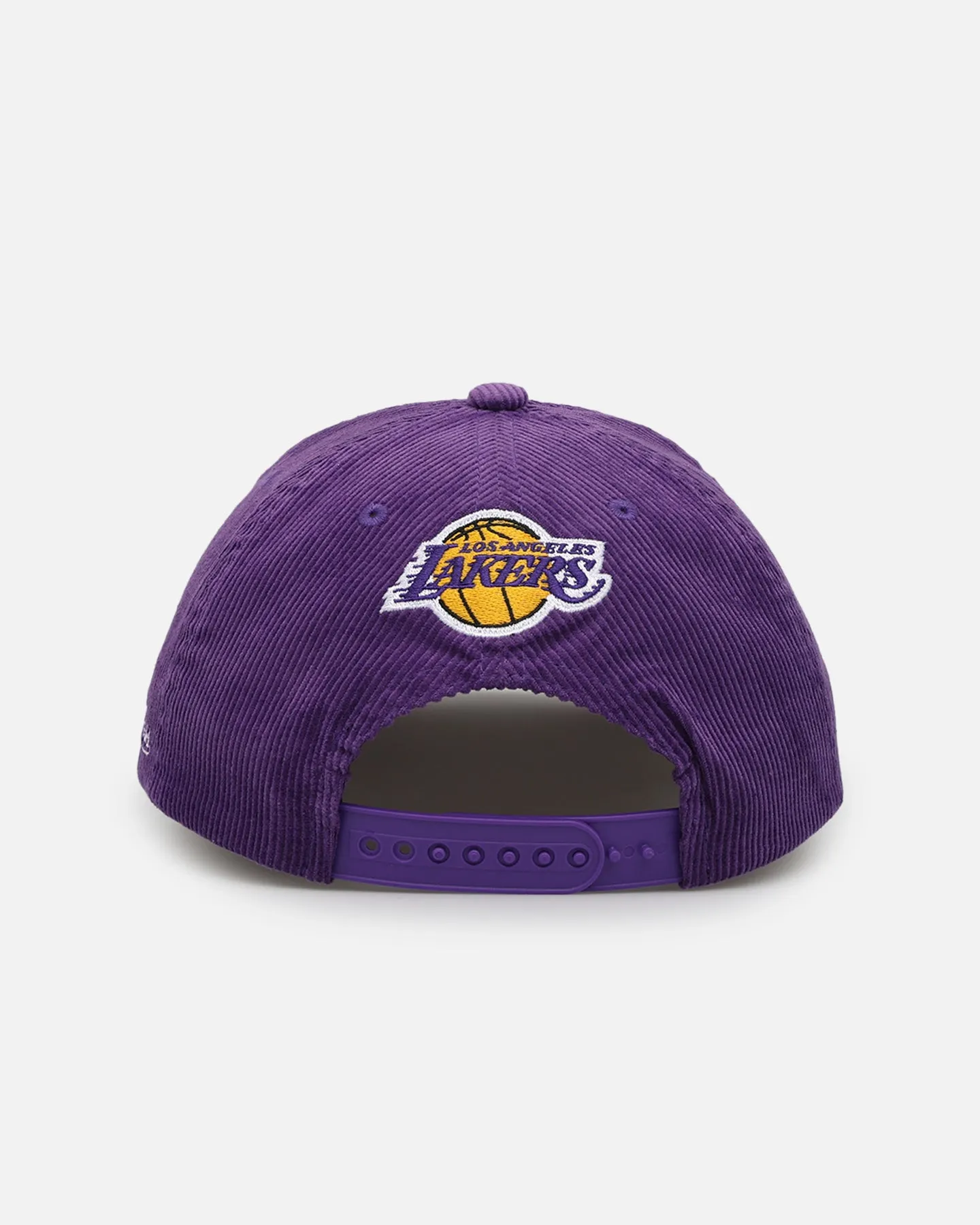 Mitchell & Ness Los Angeles Lakers Stack Script Corduroy Snapback Purple