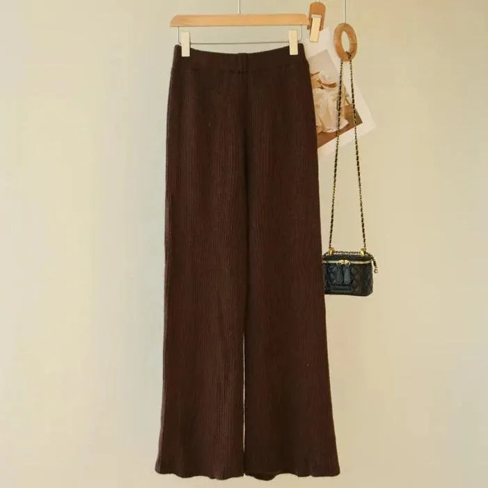 Office-Ready Cashmere Scarf Top & High-Waisted Trousers Matching Set