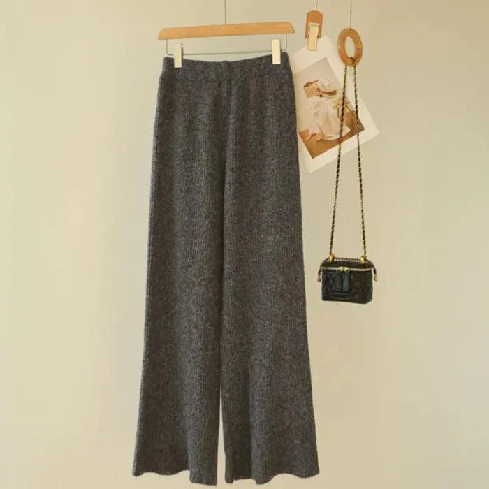 Office-Ready Cashmere Scarf Top & High-Waisted Trousers Matching Set