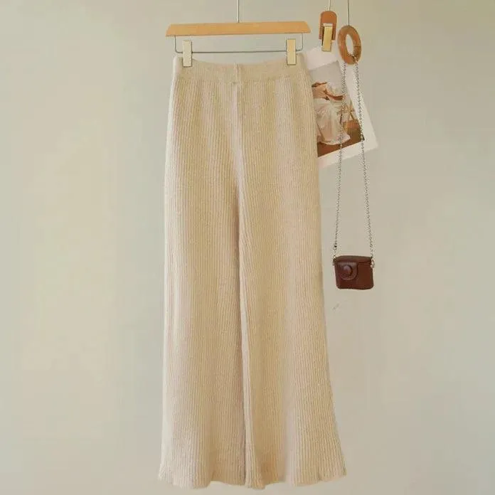 Office-Ready Cashmere Scarf Top & High-Waisted Trousers Matching Set