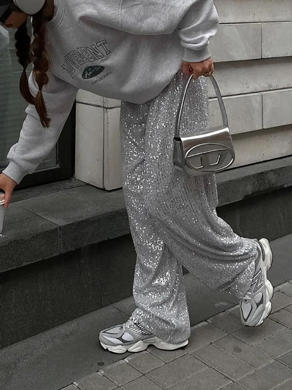 Oversized Sequin Graceful Straight Leg Pants