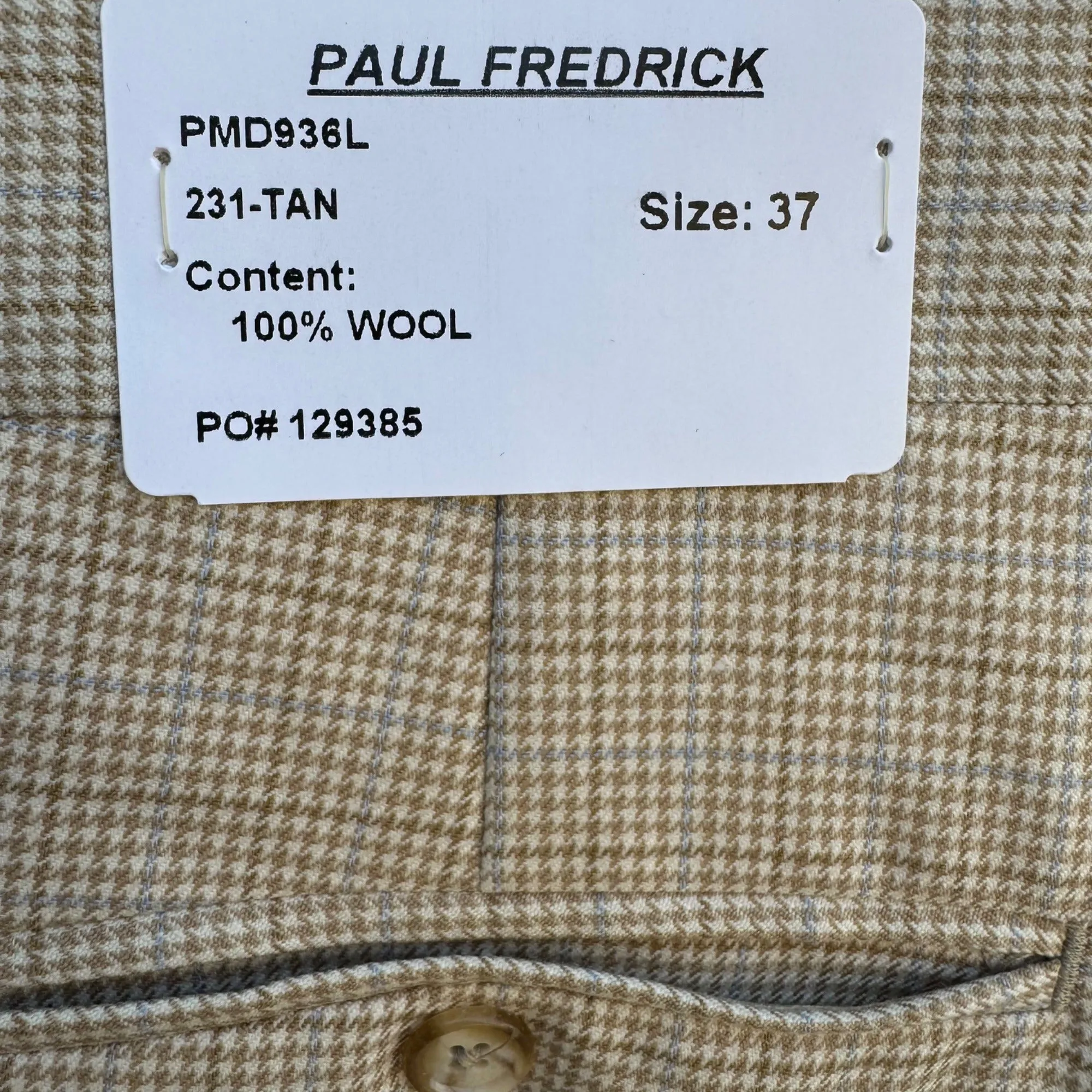 Paul Fredrick Mens Set Of 3 Navy Beige & Checkered Pleated Dress Pants New 37W