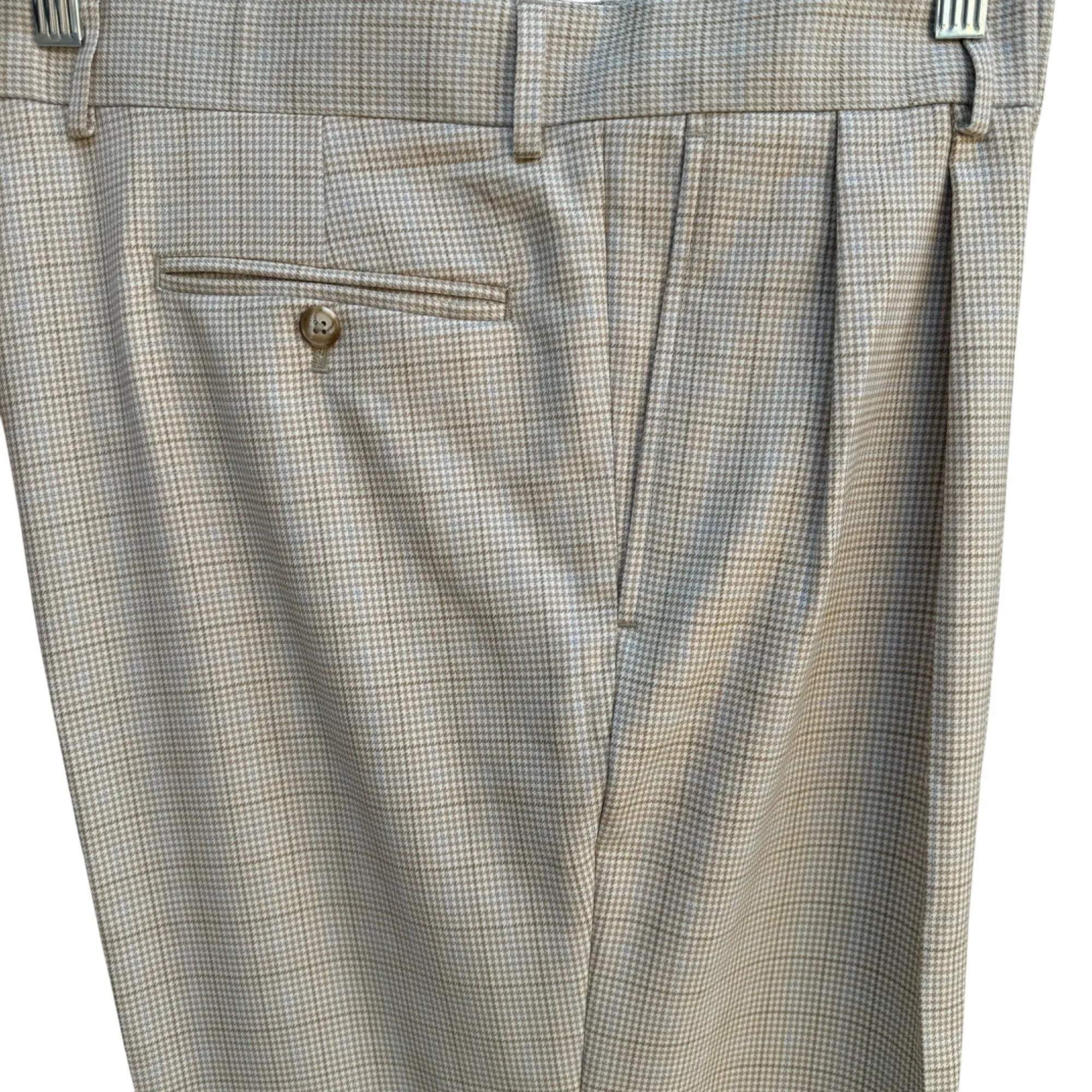 Paul Fredrick Mens Set Of 3 Navy Beige & Checkered Pleated Dress Pants New 37W