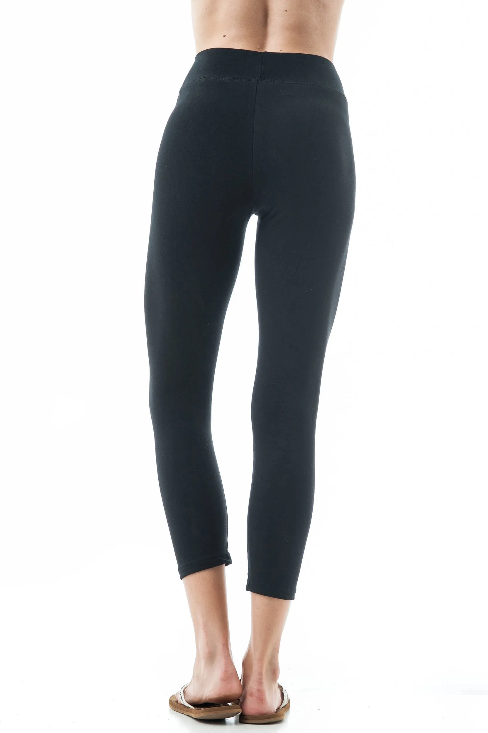 Plain Casual Cotton Stretchy Capri Length Leggings