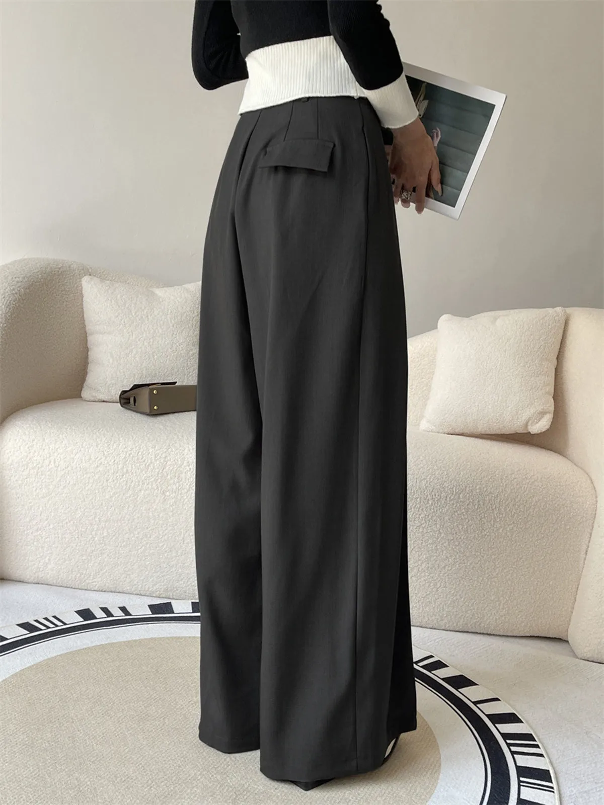 Pleated Wide Graceful Leg Suit Pants