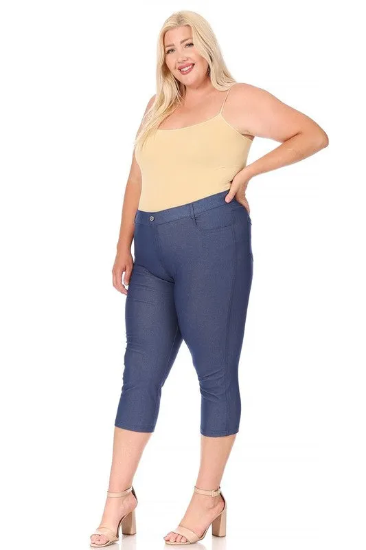 Plus size, stretchy, pull up, capri jeggings