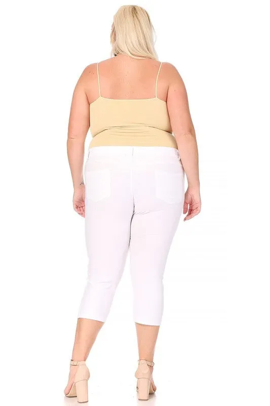 Plus size, stretchy, pull up, capri jeggings