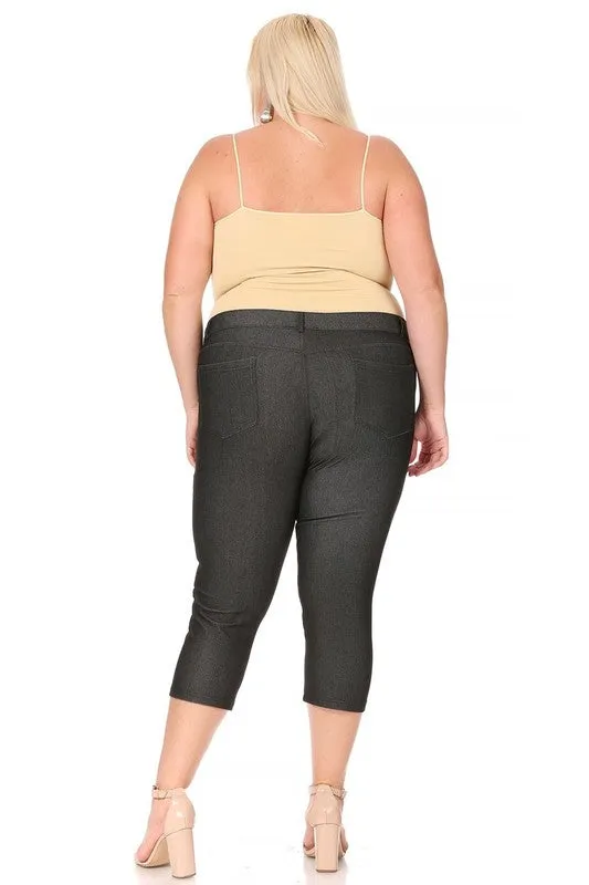 Plus size, stretchy, pull up, capri jeggings