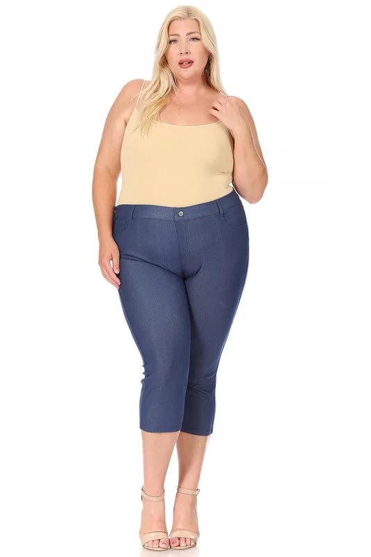 Plus size, stretchy, pull up, capri jeggings