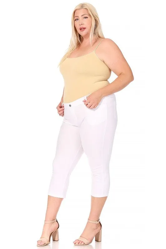 Plus size, stretchy, pull up, capri jeggings