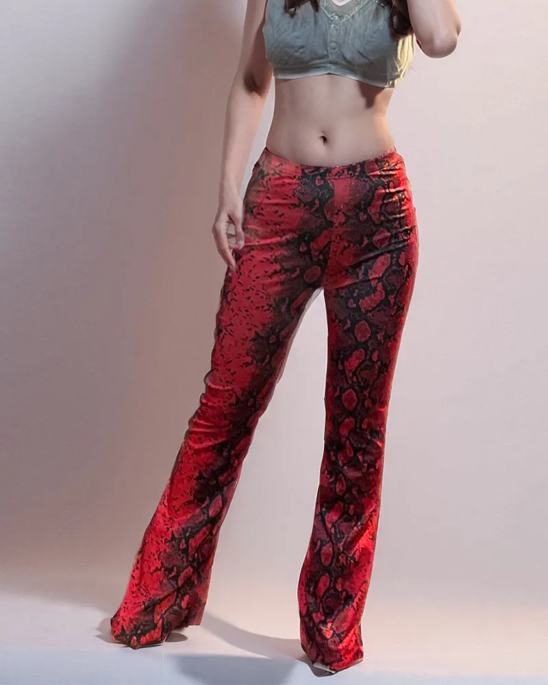 Printed Slim Fit Flared Trousers