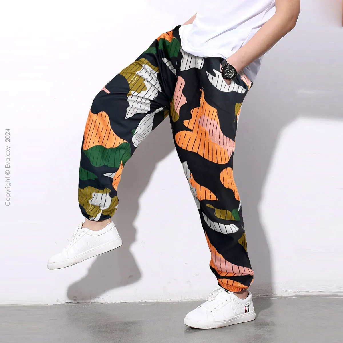 Random Map Island Prints StreetWear Jogger Breathable Casual Harem Pants for Men & Women