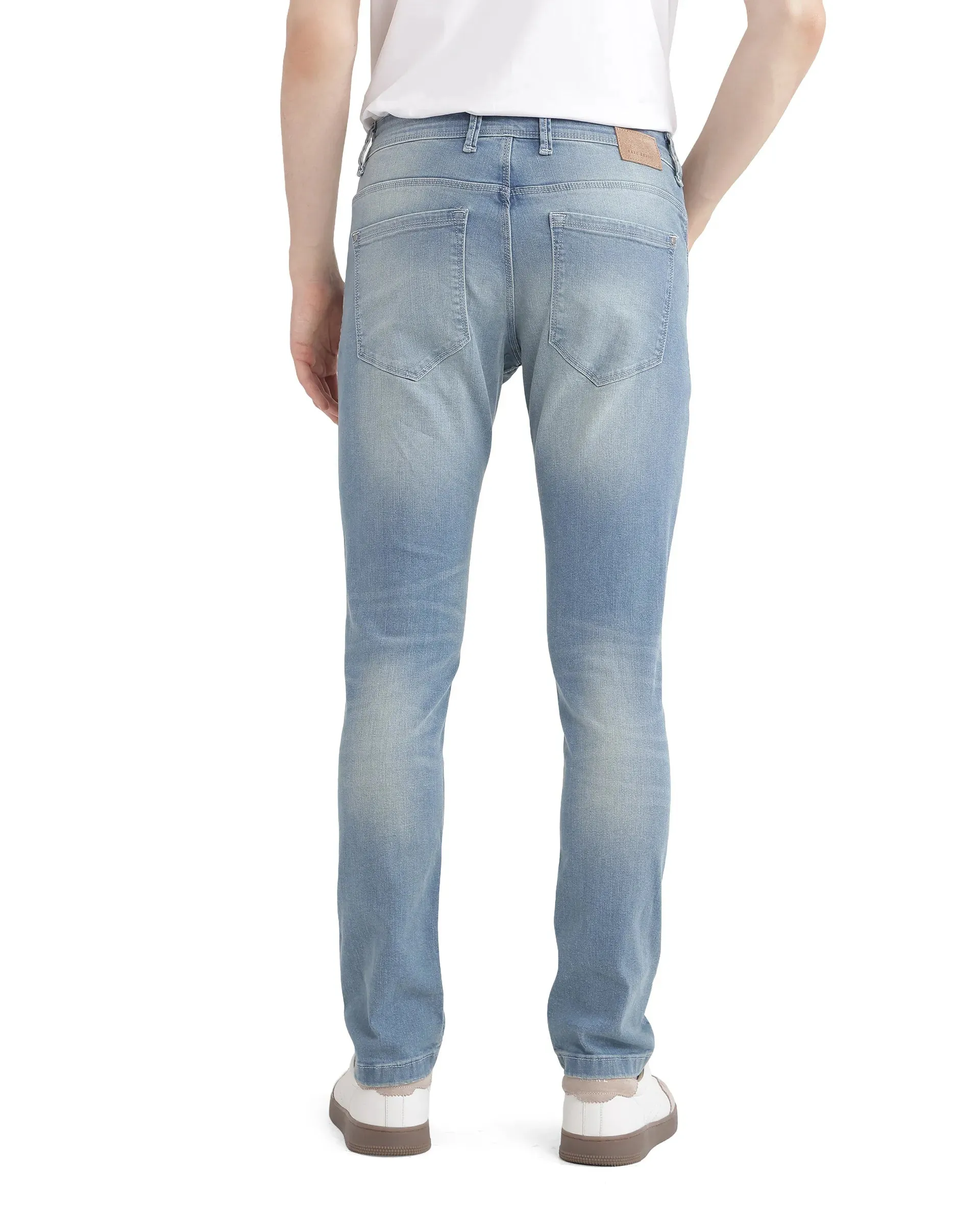 Rare Rabbit Mens Orsica Flouroscent Blue Cotton Polyester Solid Slim Fit Jeans