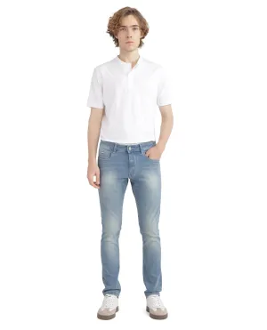 Rare Rabbit Mens Orsica Flouroscent Blue Cotton Polyester Solid Slim Fit Jeans