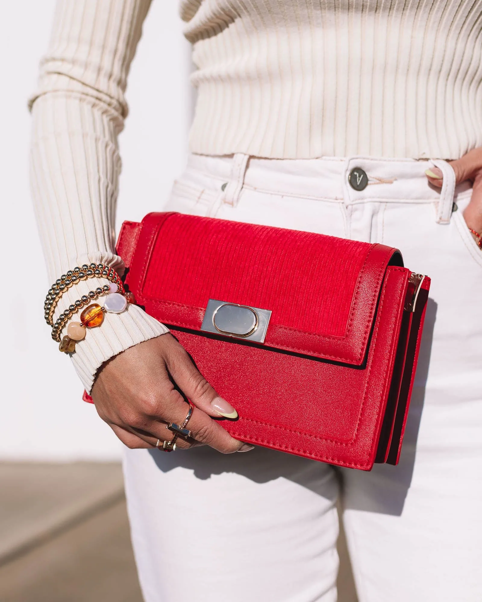 Red Racquell Lock Crossbody Bag