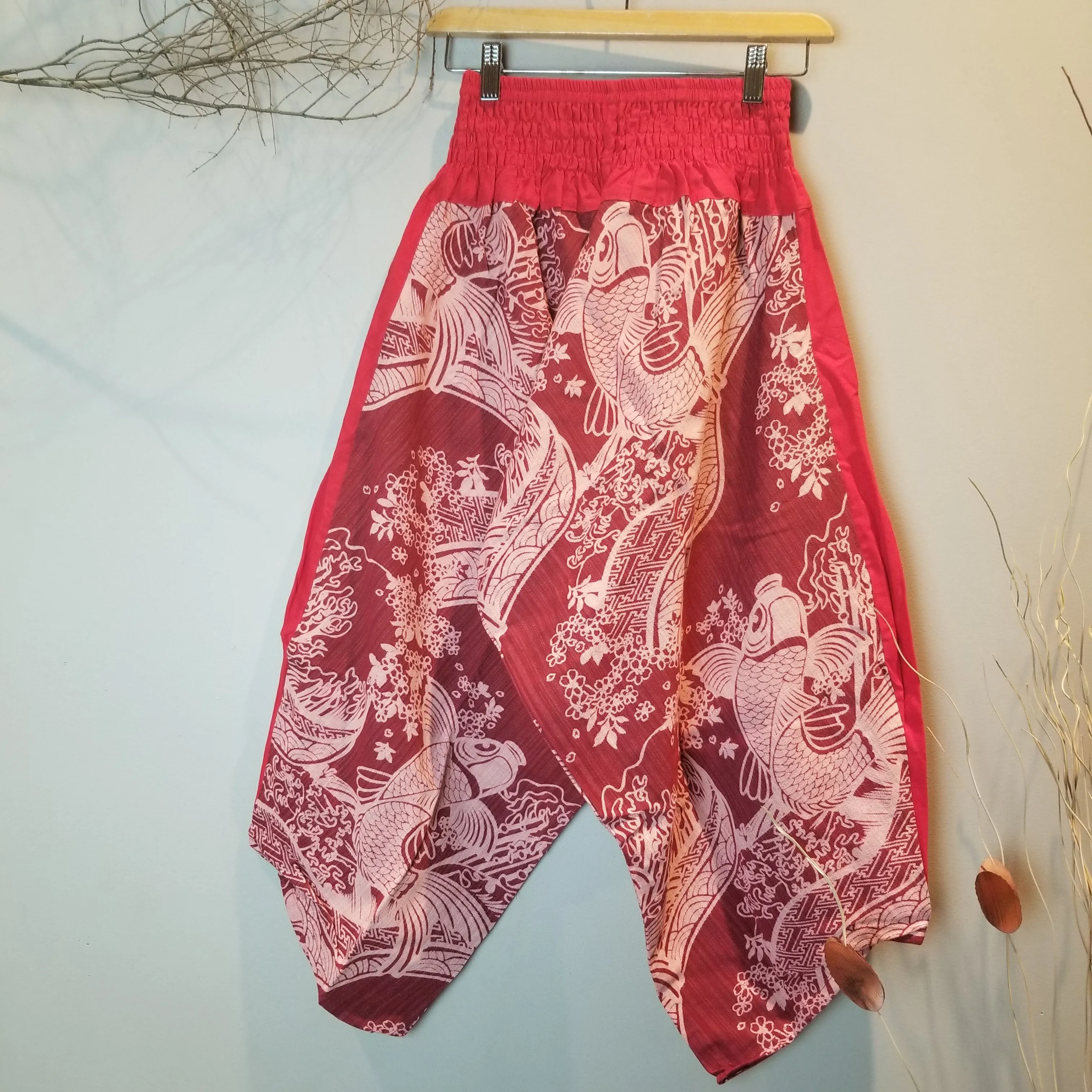 Red Waves Koi Samurai Pants