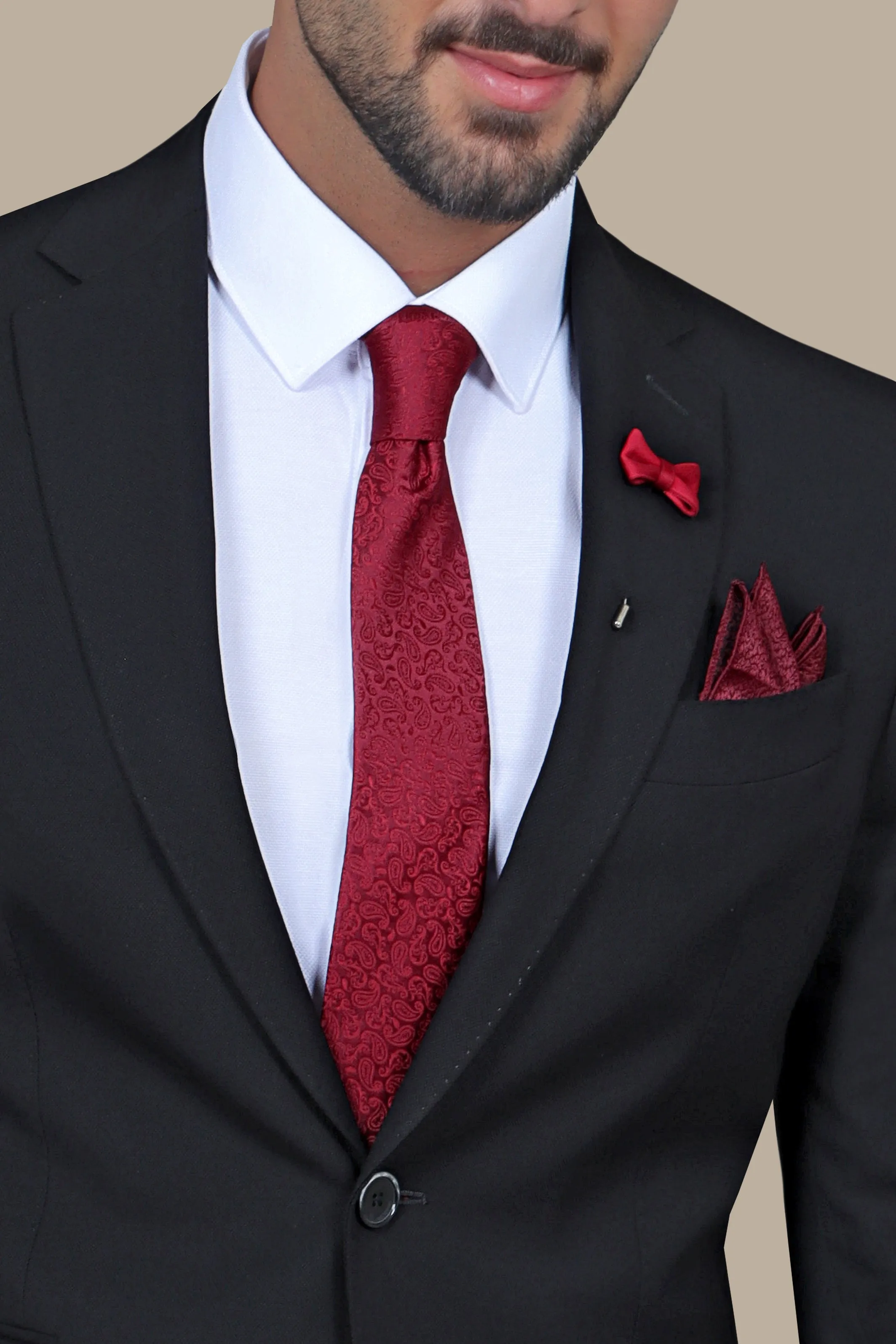 Refined Sophistication: The Black Pique Notch Suit