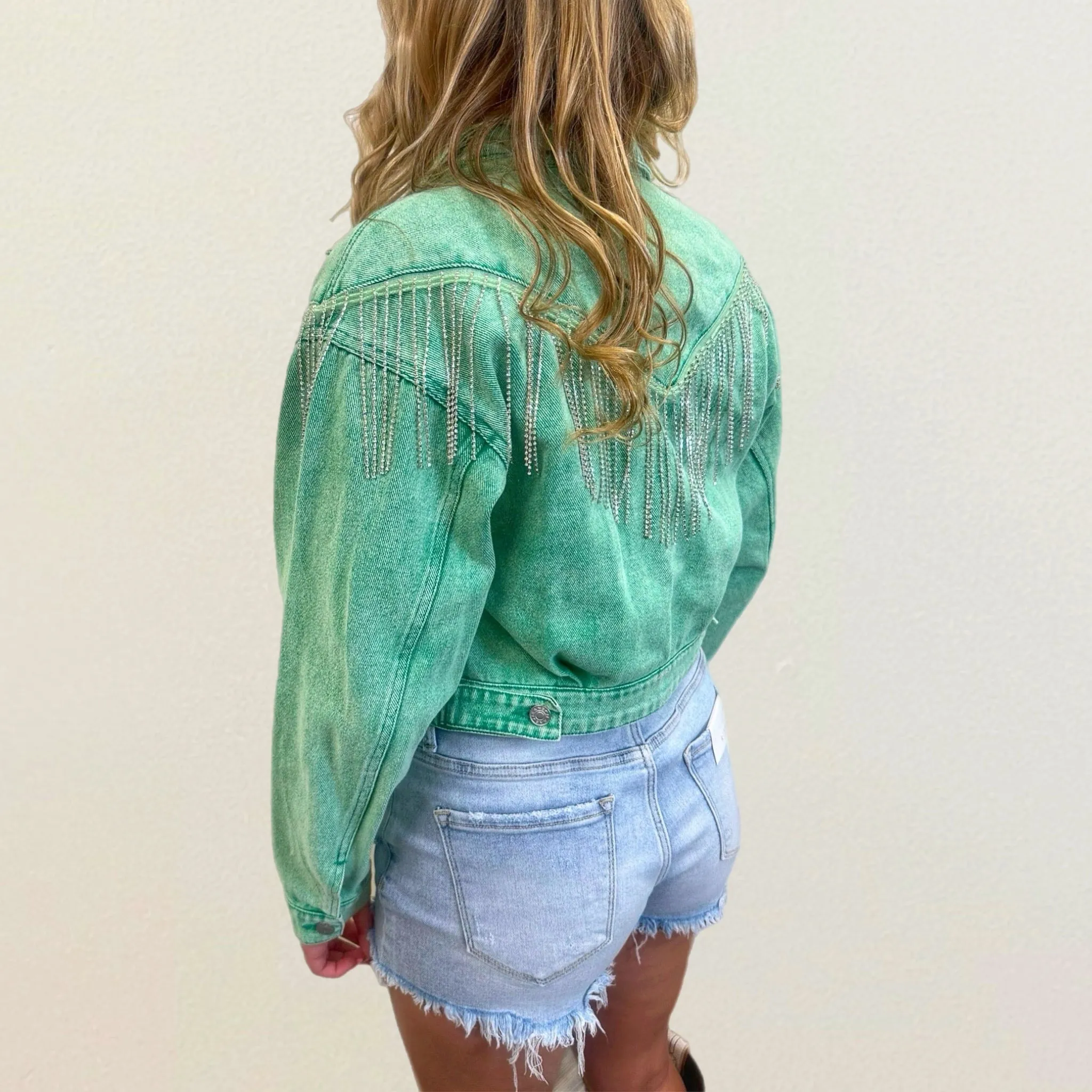 Rhinestone Fringe Denim Jacket