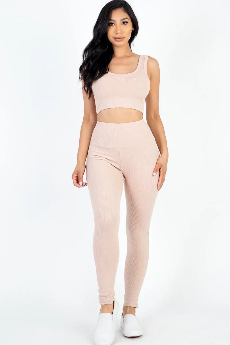 Ribbed Crop Top & Leggings Set (CAPELLA)