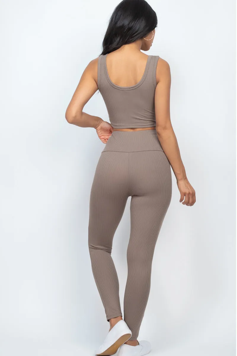 Ribbed Crop Top & Leggings Set (CAPELLA)